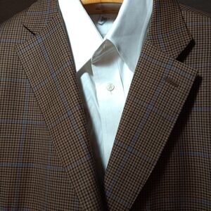 ISAIA NAPOLI Men's Brown Check WindowPane 3Btn/2Vent Sport Jacket Size 48L